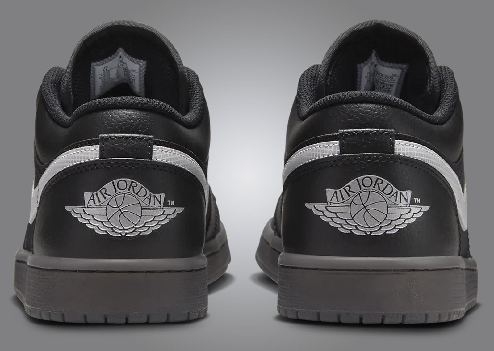 Air Jordan 1 Low Black White Dark Smoke Grey Heel