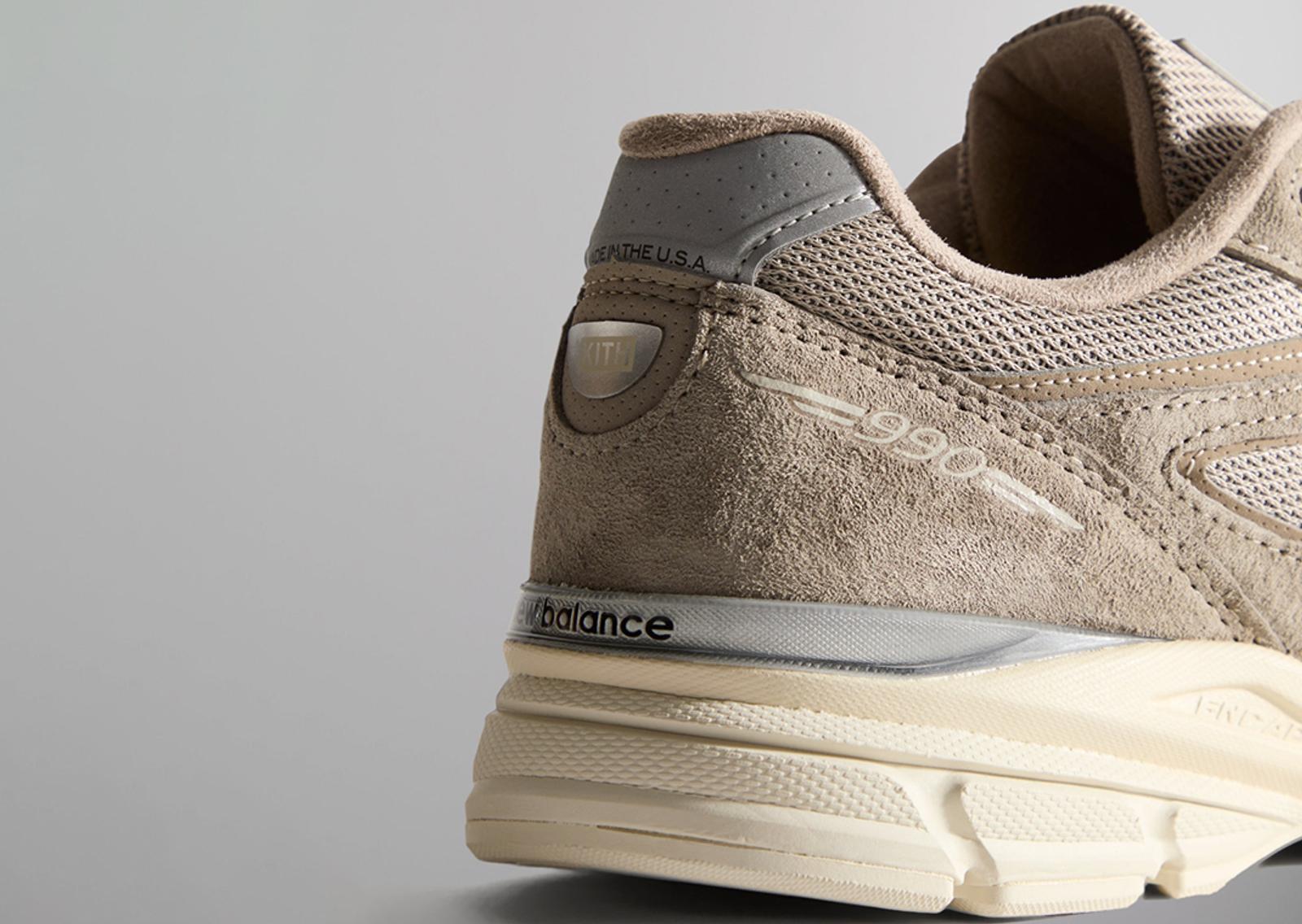 Kith x New Balance 990v4 Made in USA Moonrock Heel Detail