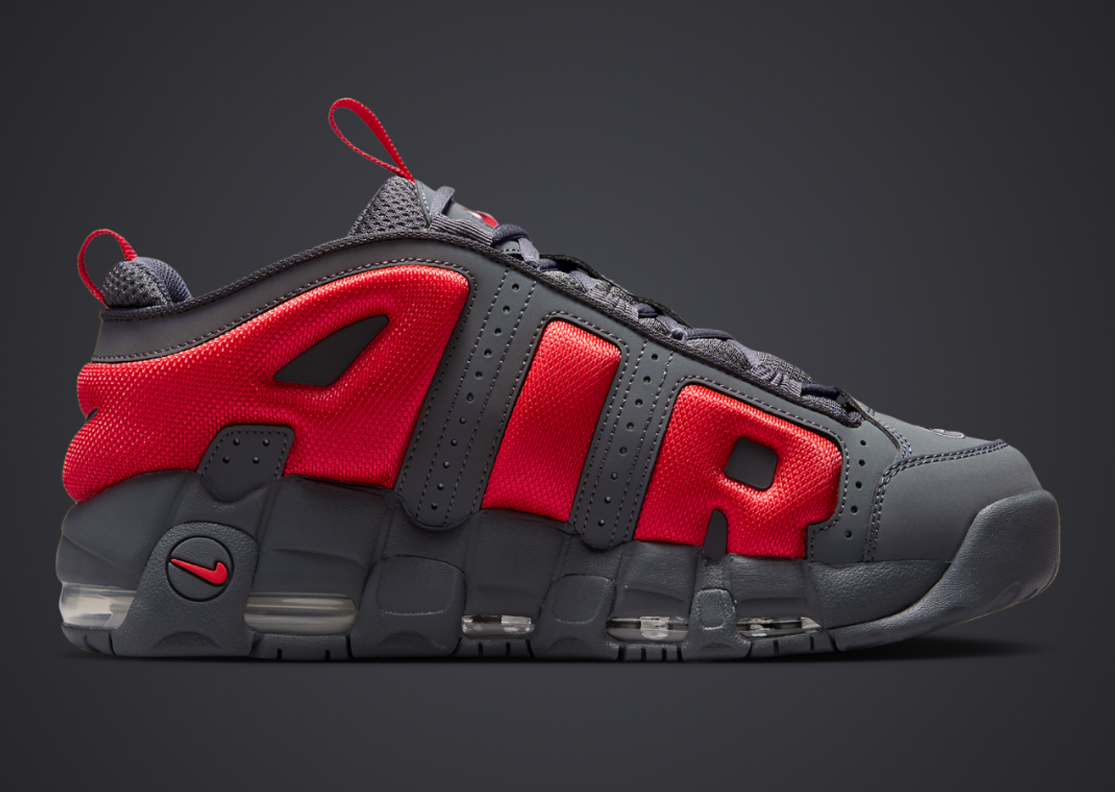 Nike Air More Uptempo Low Dark Grey Light Crimson Medial