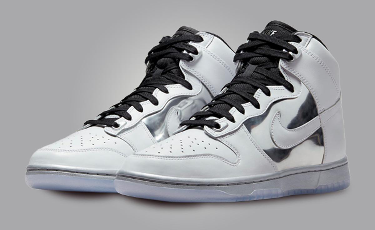 This Nike Dunk High Features Metallic Silver Panels