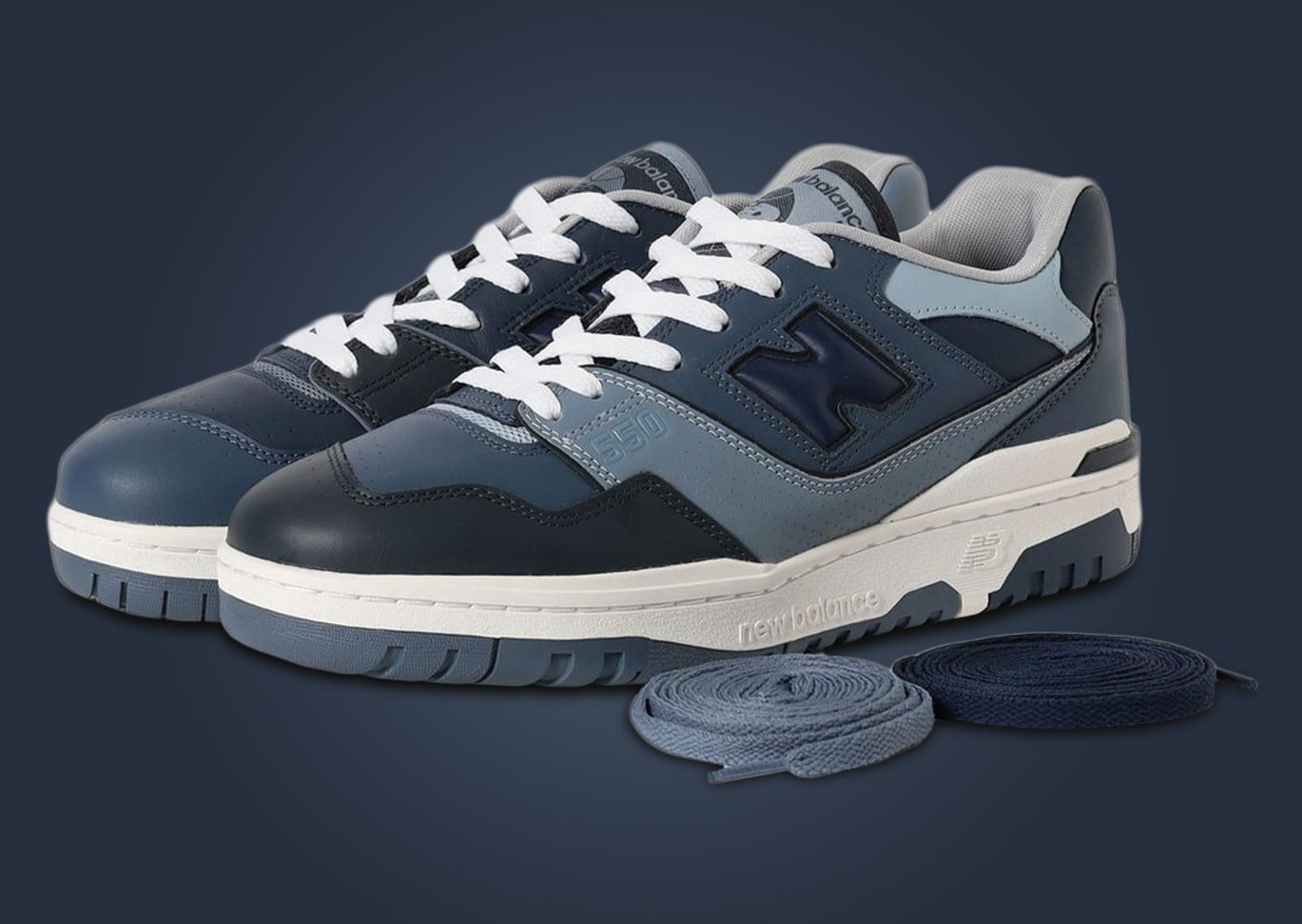 BEAMS x New Balance 550 Navy Angle w/Laces