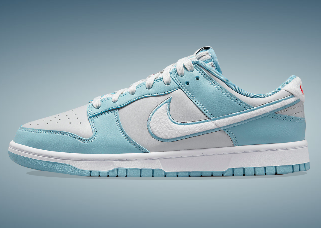 Custom Painted Nike Dunk Low light Blue With Gray Swoosh -  in 2023