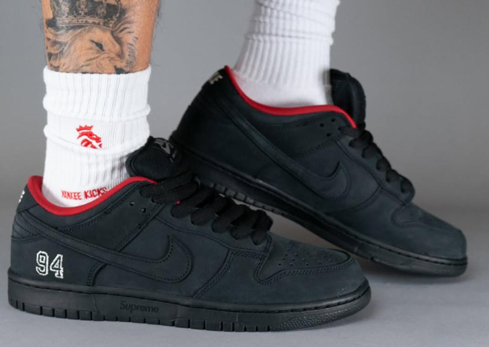 Supreme x Nike SB Dunk Low Black Angle