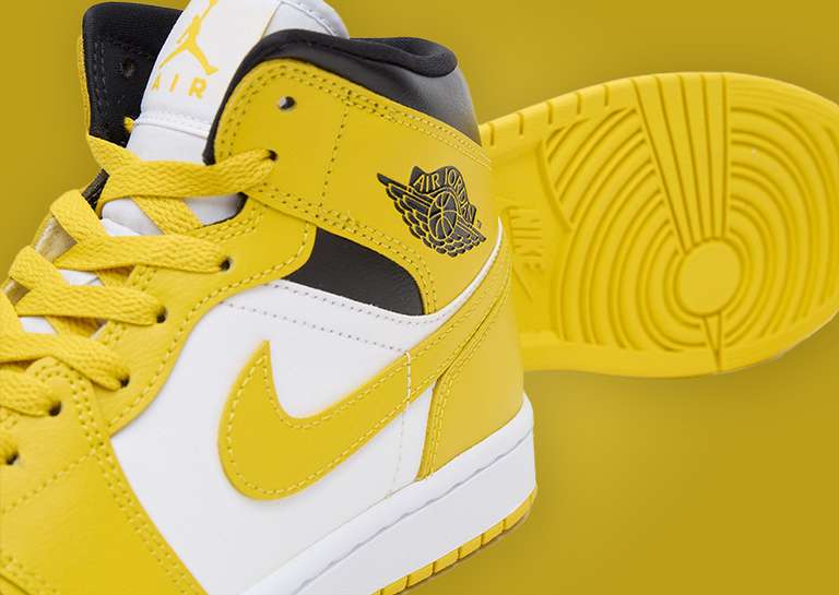 Air Jordan 1 Mid Vivid Sulfur (W) Lateral Midfoot & Outsole