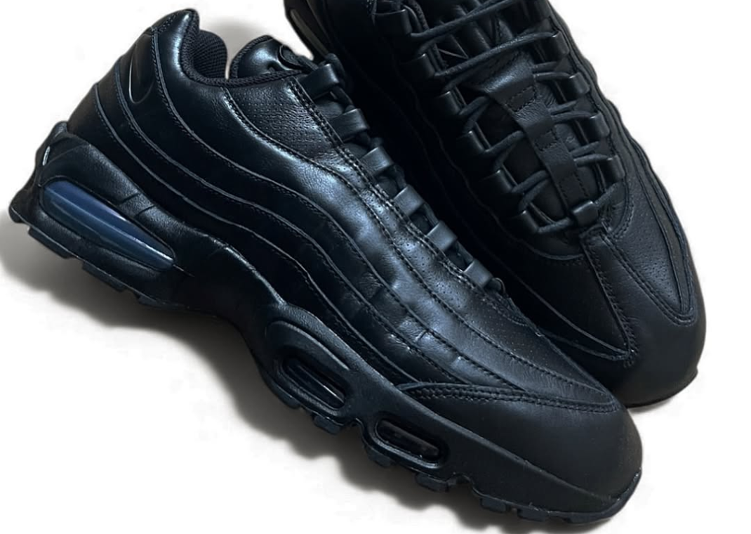 A Luxe Triple Black Leather Nike Air Max 95 Big Bubble Hits