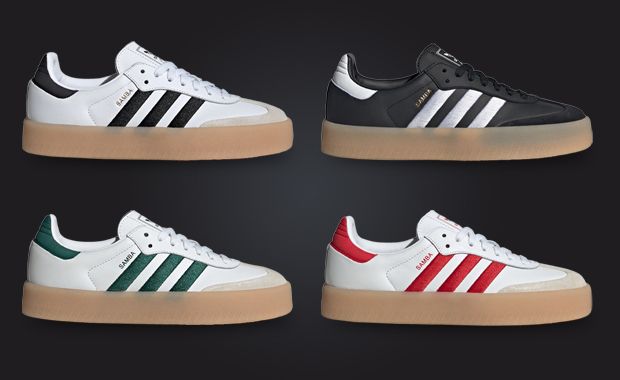 adidas originals samba rose trainers in white with dark gum sole