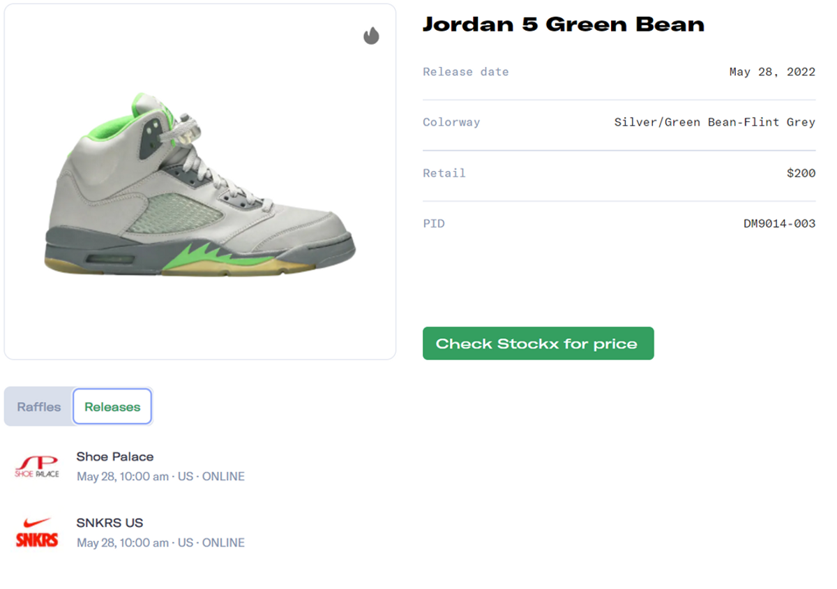 Air Jordan 5 Retro Green Bean Release Guide