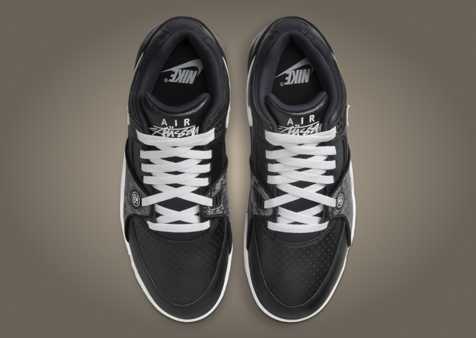 Stussy x Nike Air Flight 89 Low SP Black White Top