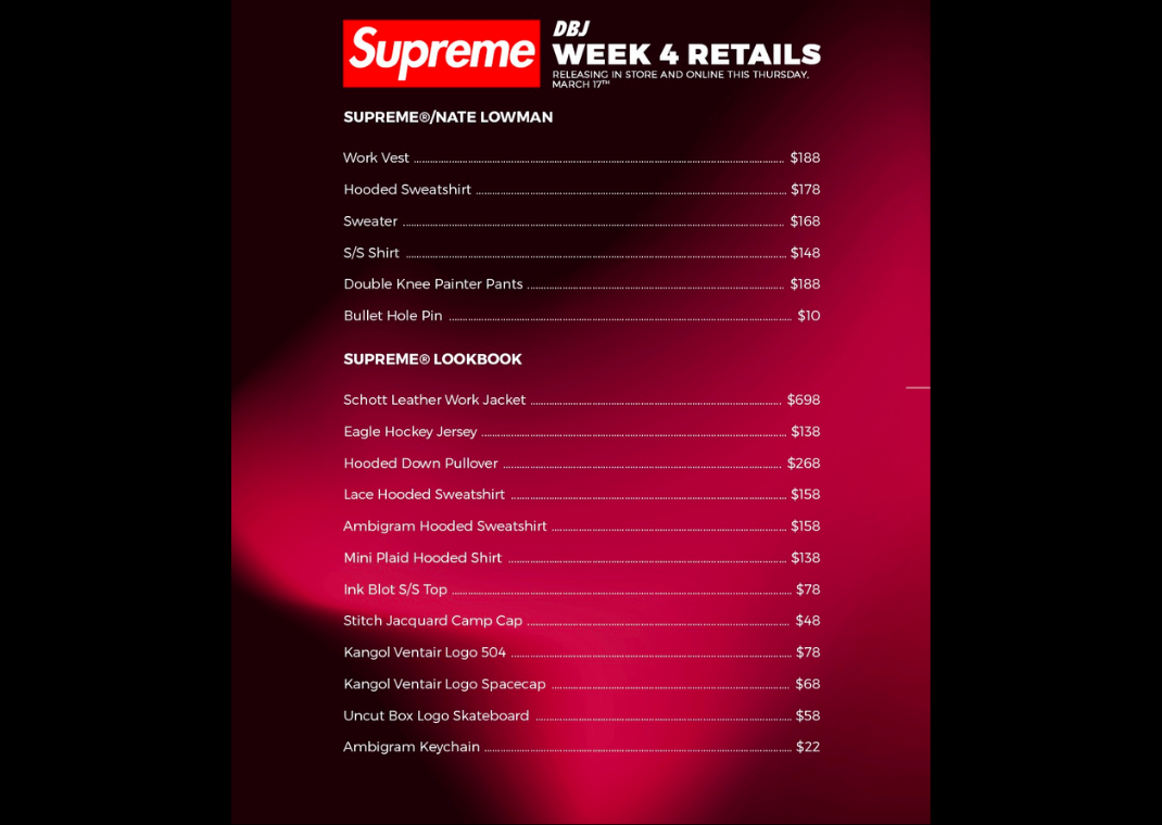 Supreme week 4 outlet 2019