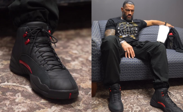 Roman Reigns wearing the Air Jordan 12 Retro Bloodline