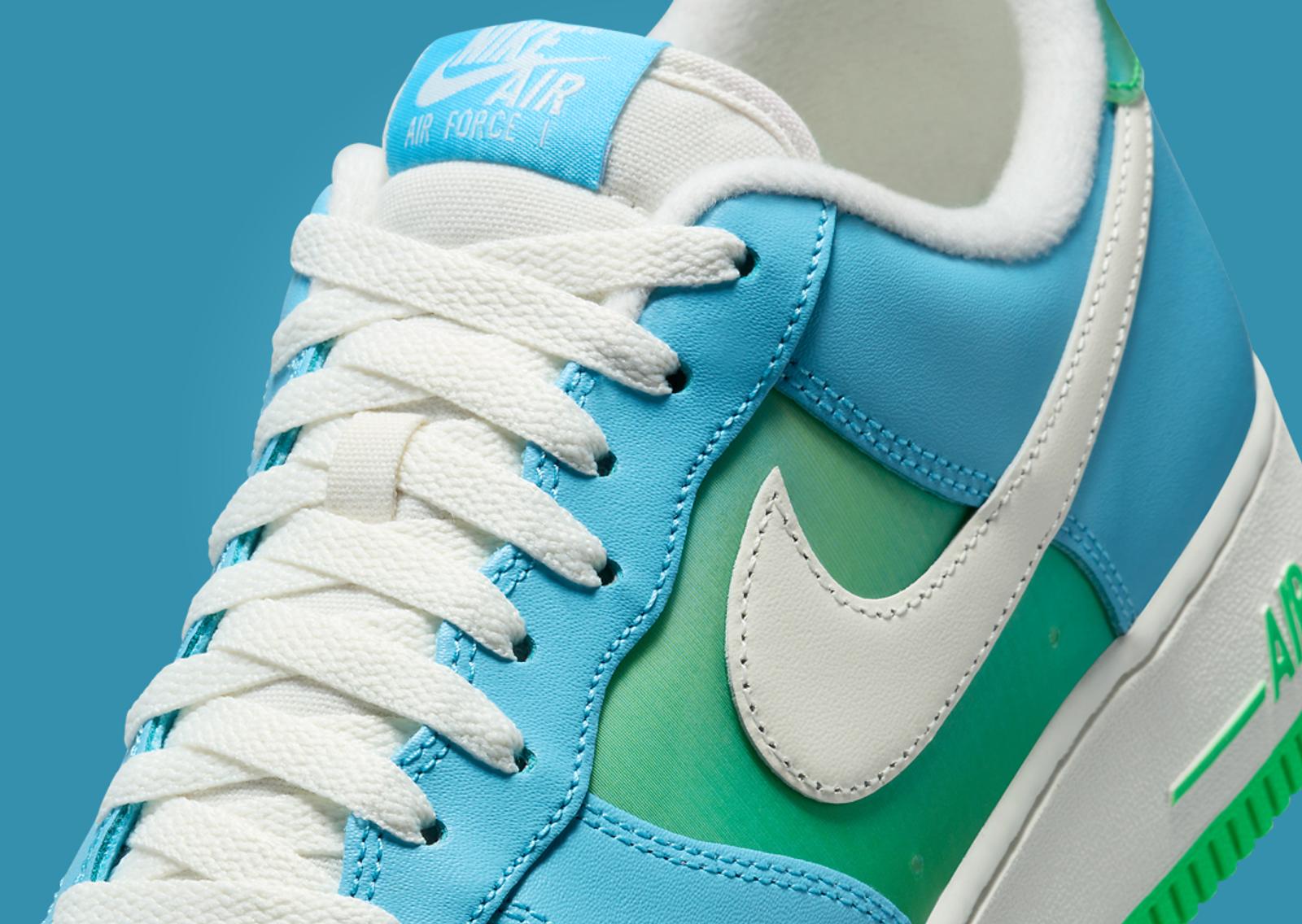 Nike Air Force 1 Low Aquarius Blue Green Shock Tongue