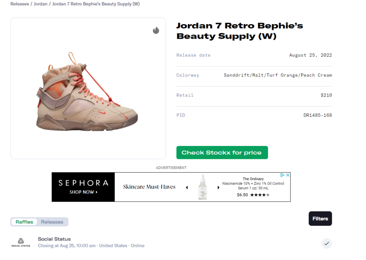 Bephies Beauty Supply x Air Jordan 7 Retro Sanddrift (W)