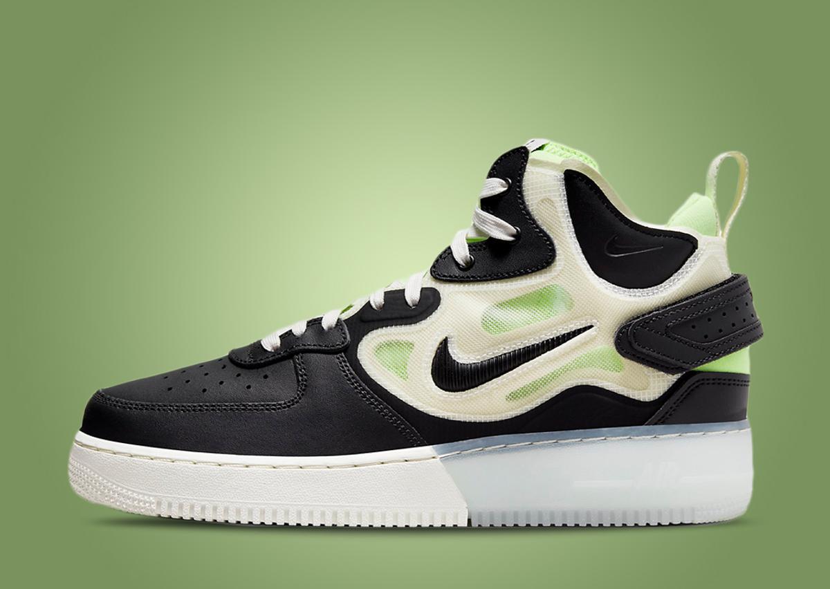 Black And Ghost Green Cover This Nike Air Force 1 Mid React