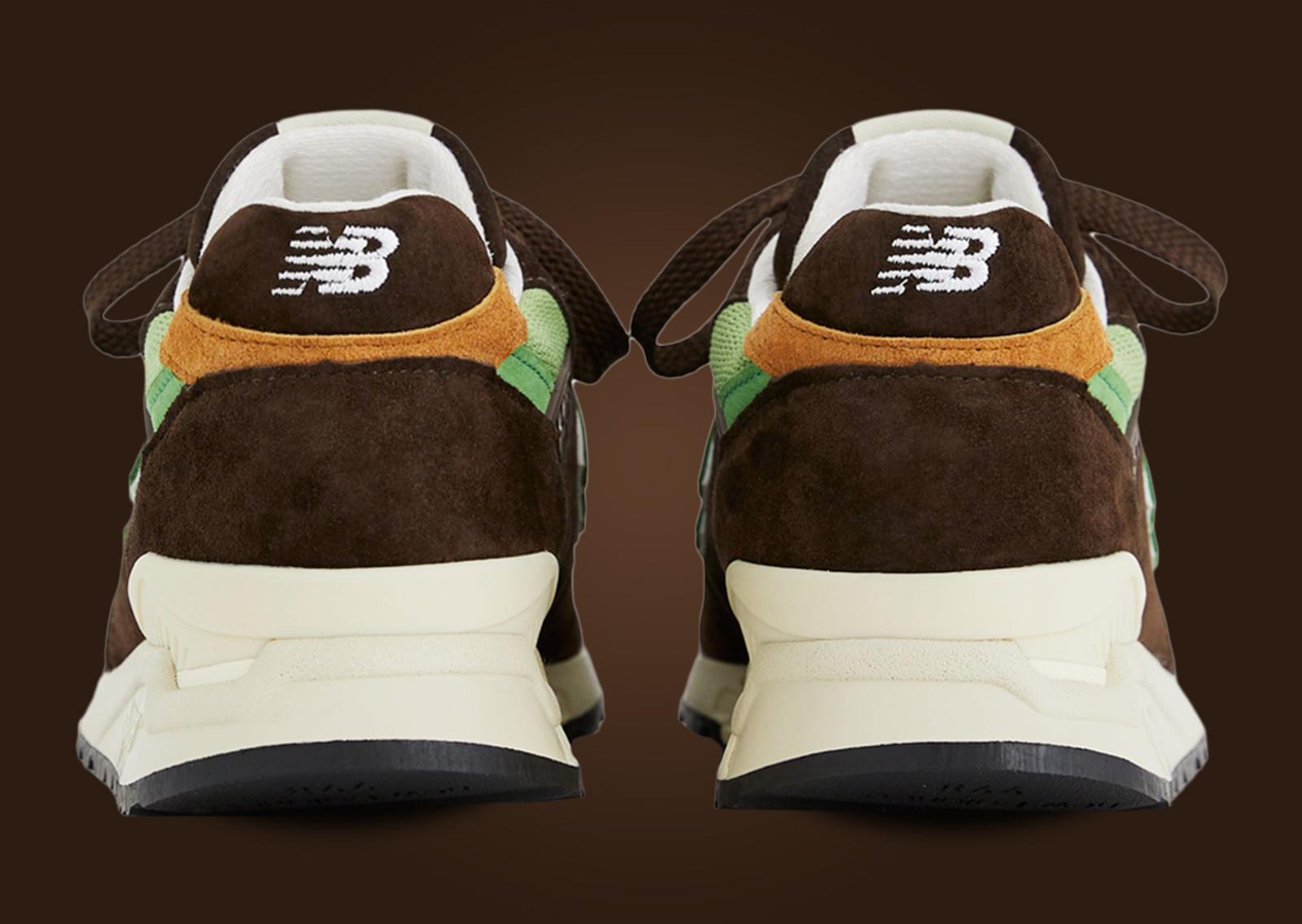 New Balance 998 Made in USA Brown Green Heel