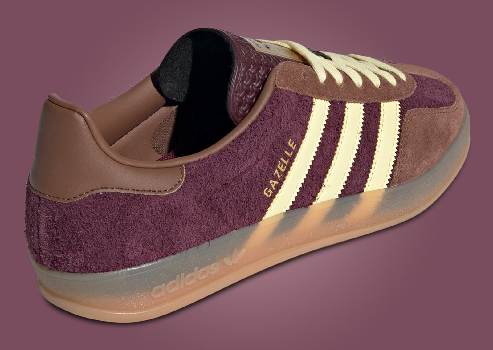 adidas Gazelle Indoor Maroon Almost Yellow Heel Angle