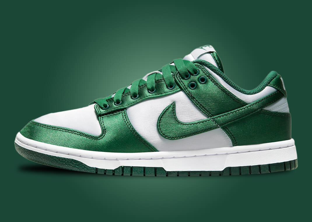 This Satin-Covered Nike Dunk Low Comes In White Team Green