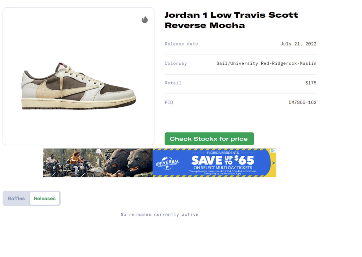 Travis scott jordan 1 top online raffle