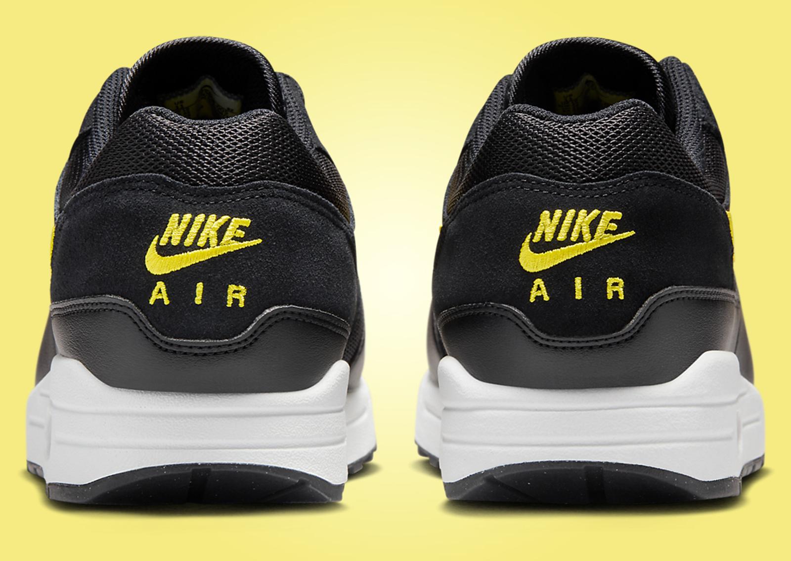 Nike Air Max 1 Black Opti Yellow Heel