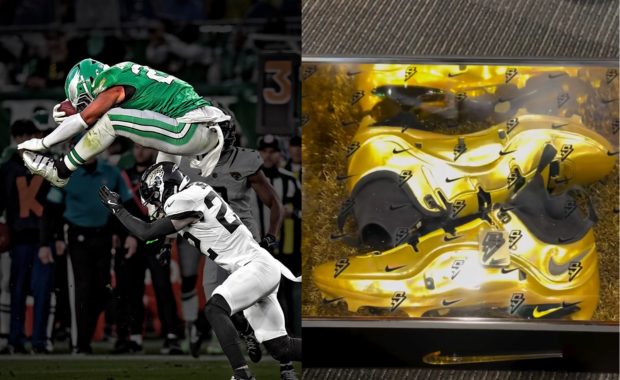 Saquon Barkley Golden Nike LeBron 4 Cleat