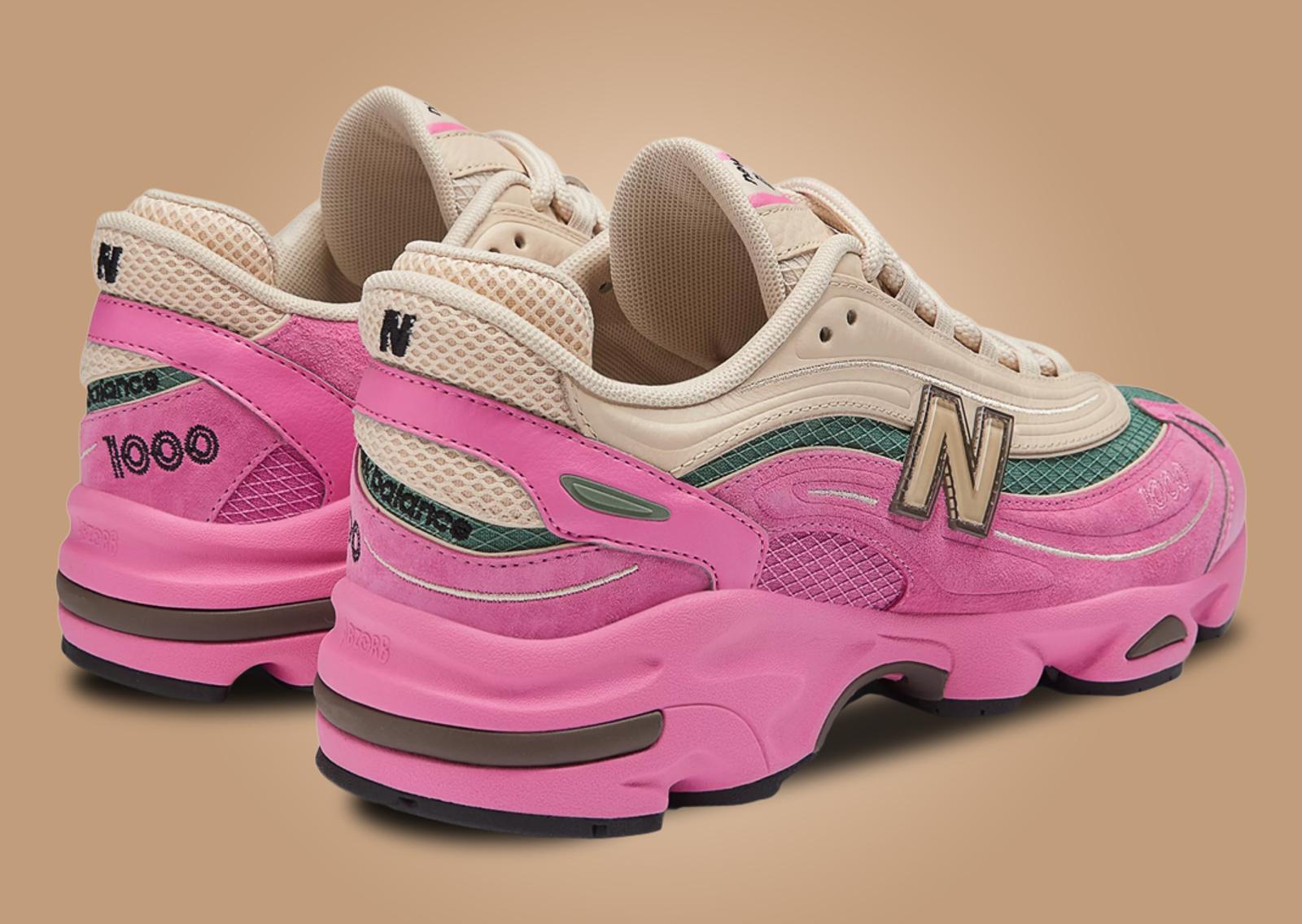 New Balance 1000 Tan Pink Heel Angle