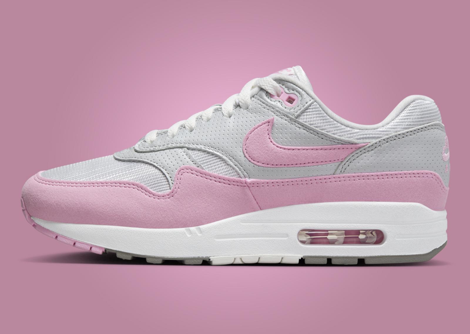 Nike Air Max 1 Metallic Platinum Pink Rise (W) Lateral