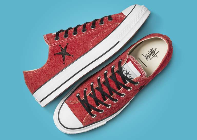 Stussy x Converse Chuck 70 Ox Poppy Red Medial and Top