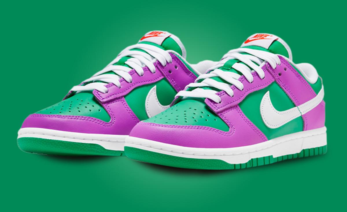 We're Getting The Riddler Vibes From The Nike Dunk Low Stadium Green Fuchsia