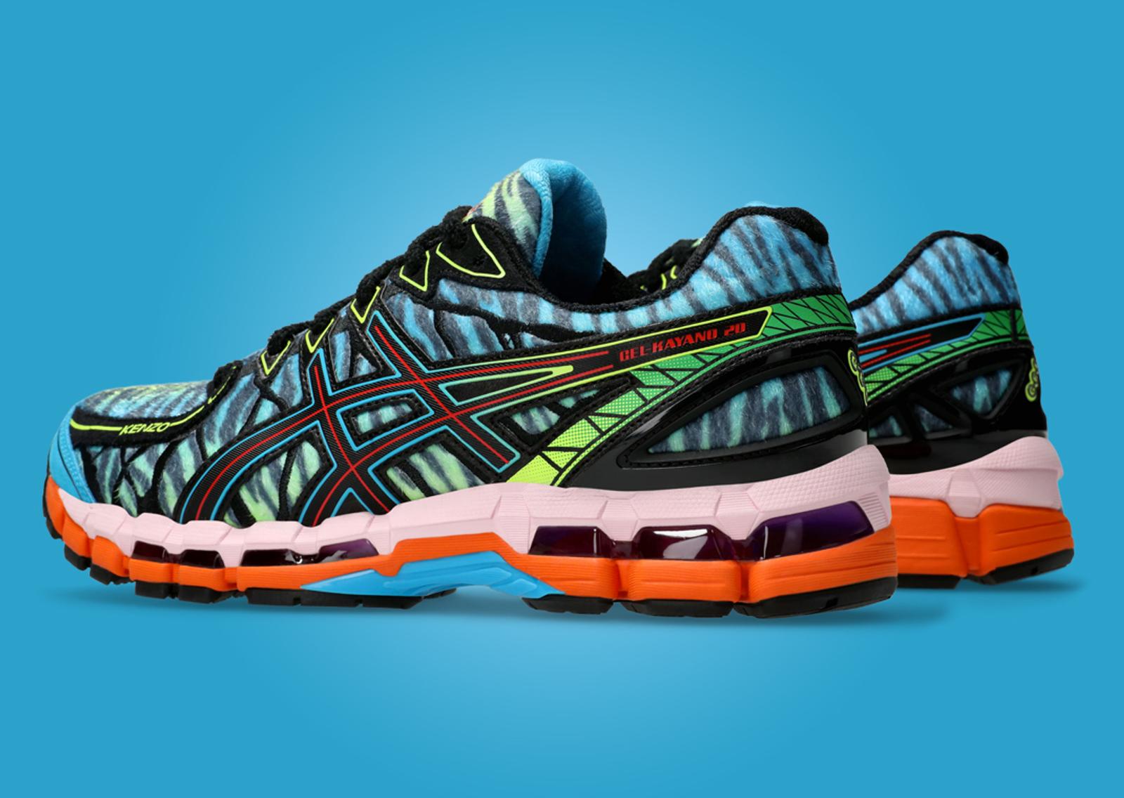 Kenzo x Asics Gel-Kayano 20 Blue Green Heel Angle