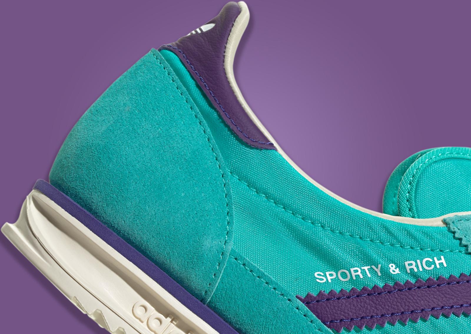 Sporty & Rich x adidas SL72 Teal Purple Heel Detail