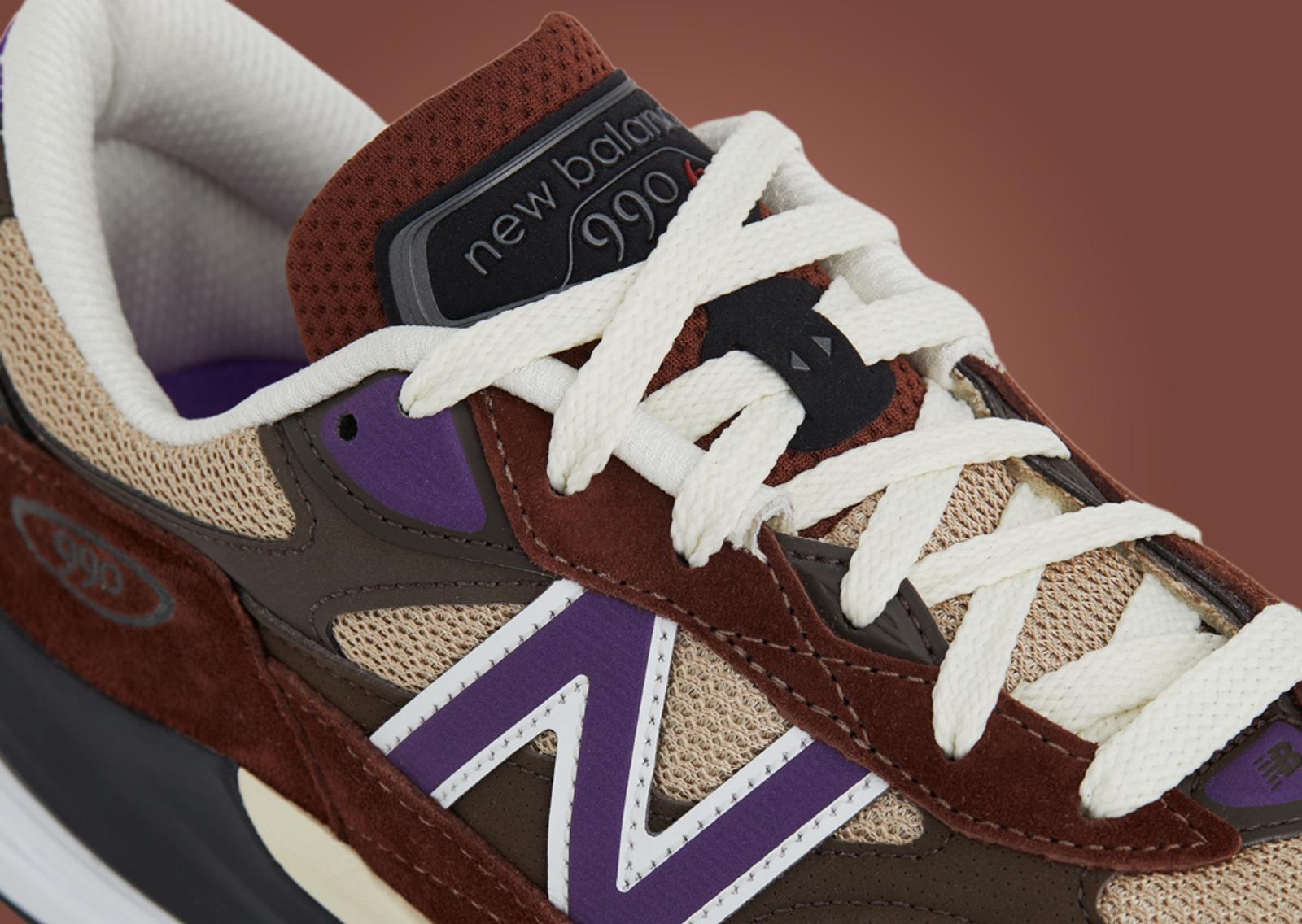 New Balance 990v6 Made in USA Rich Oak Cosmic Grape Detail