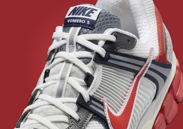 Nike Zoom Vomero 5 White Navy Red (W) Midfoot Detail