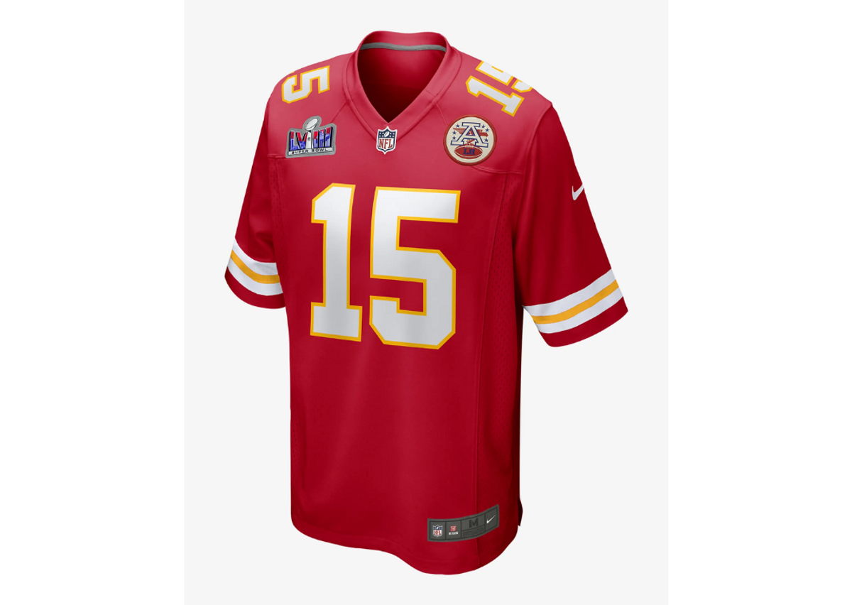 Patrick Mahomes Kansas City Chiefs Super Bowl LVIII Red Jersey Front