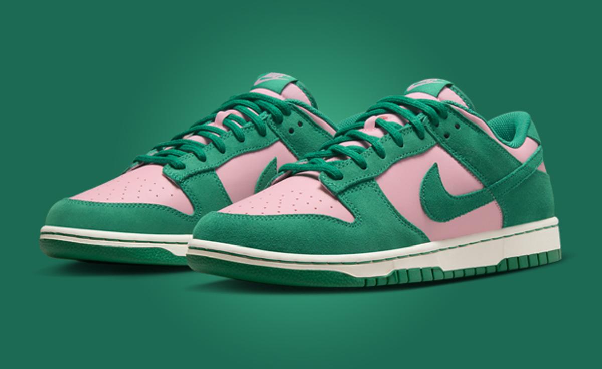 Medium Soft Pink and Malachite Cover This Nike Dunk Low