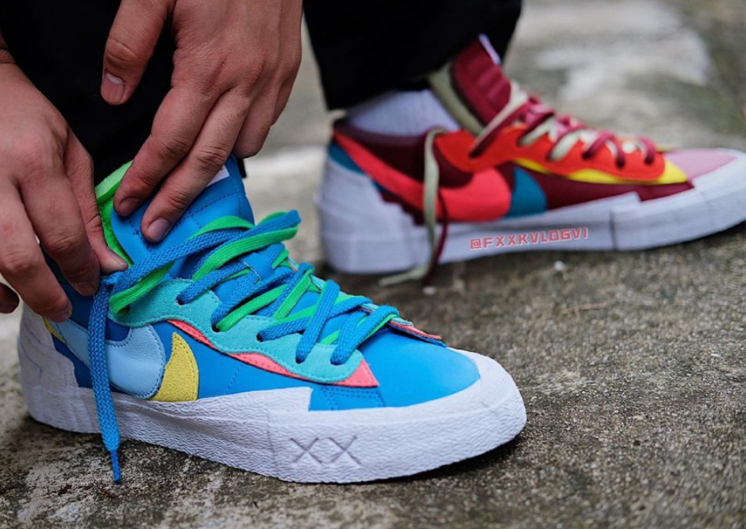 A Pair of sacai x Kaws x Nike Blazer Low's Are Almost Here