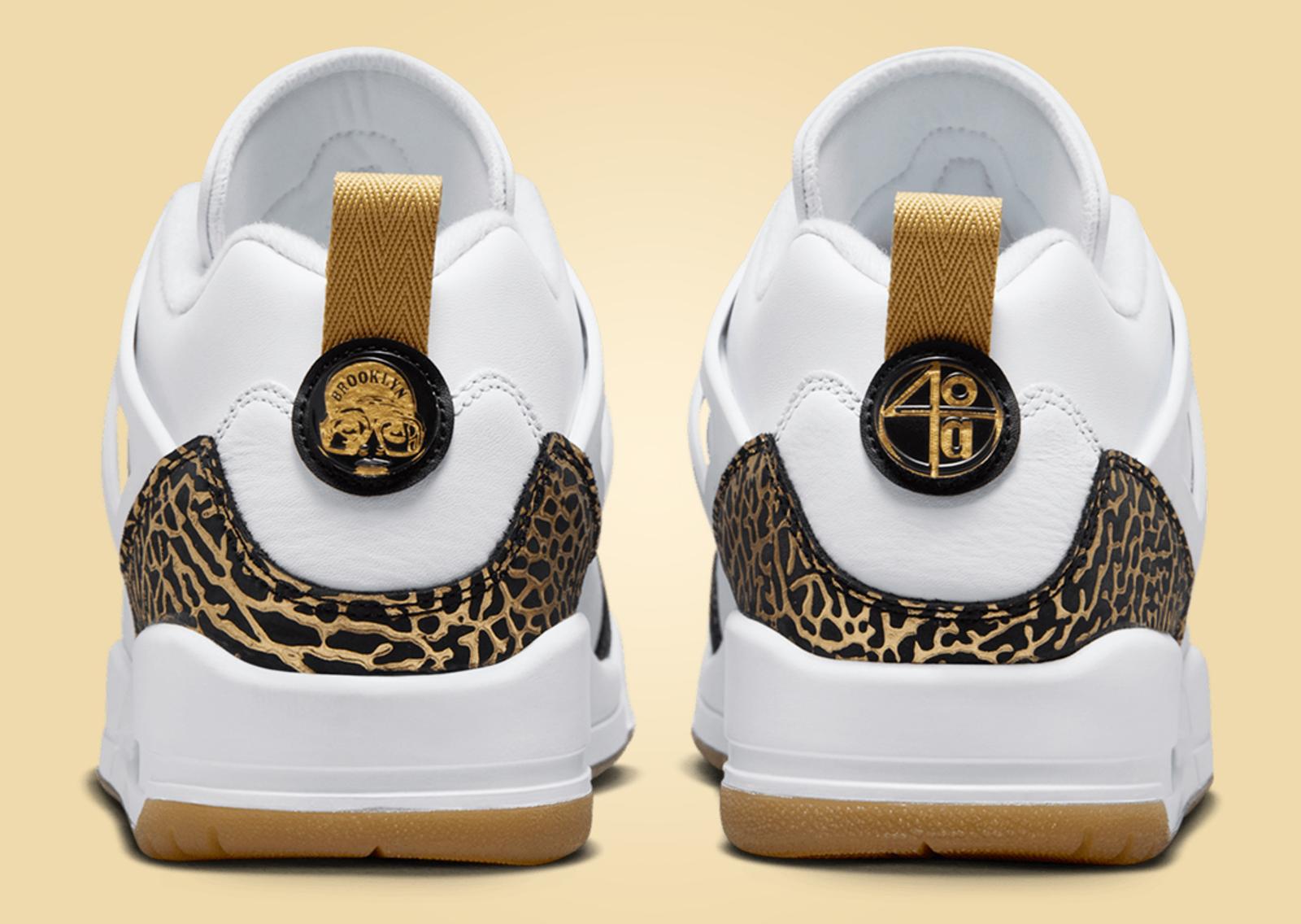 Jordan Spizike Low White Black Metallic Gold Back