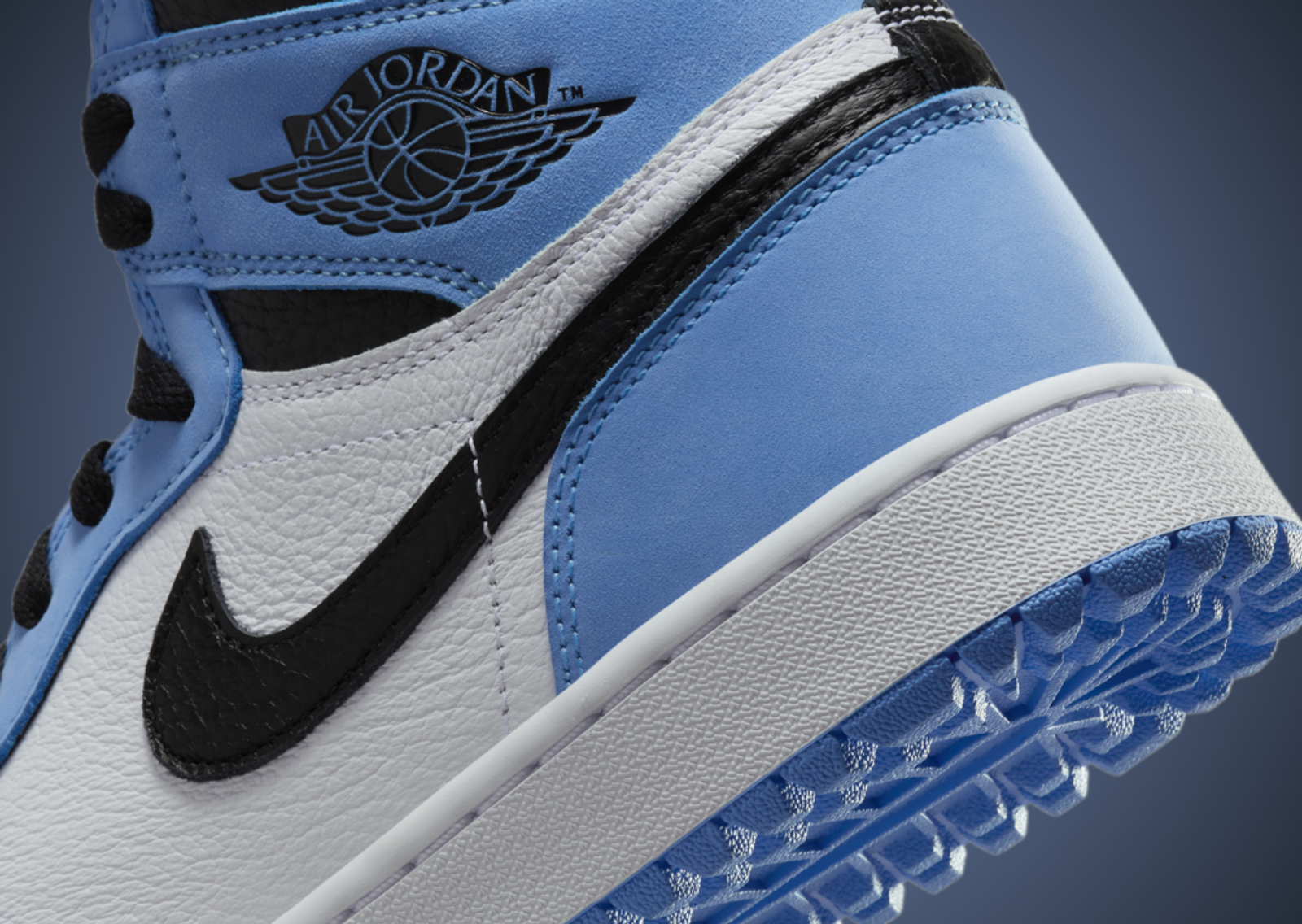 Air Jordan 1 Golf University Blue Heel Detail