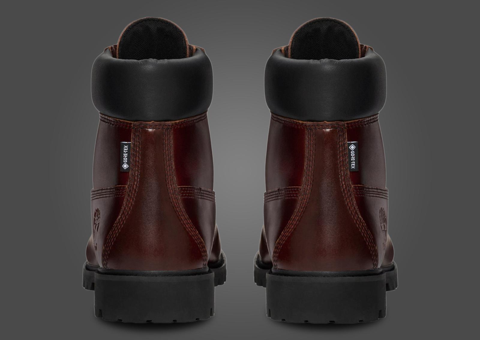 JJJJound x Timberland 6-Inch Boot GTX Oxblood Heel Detail