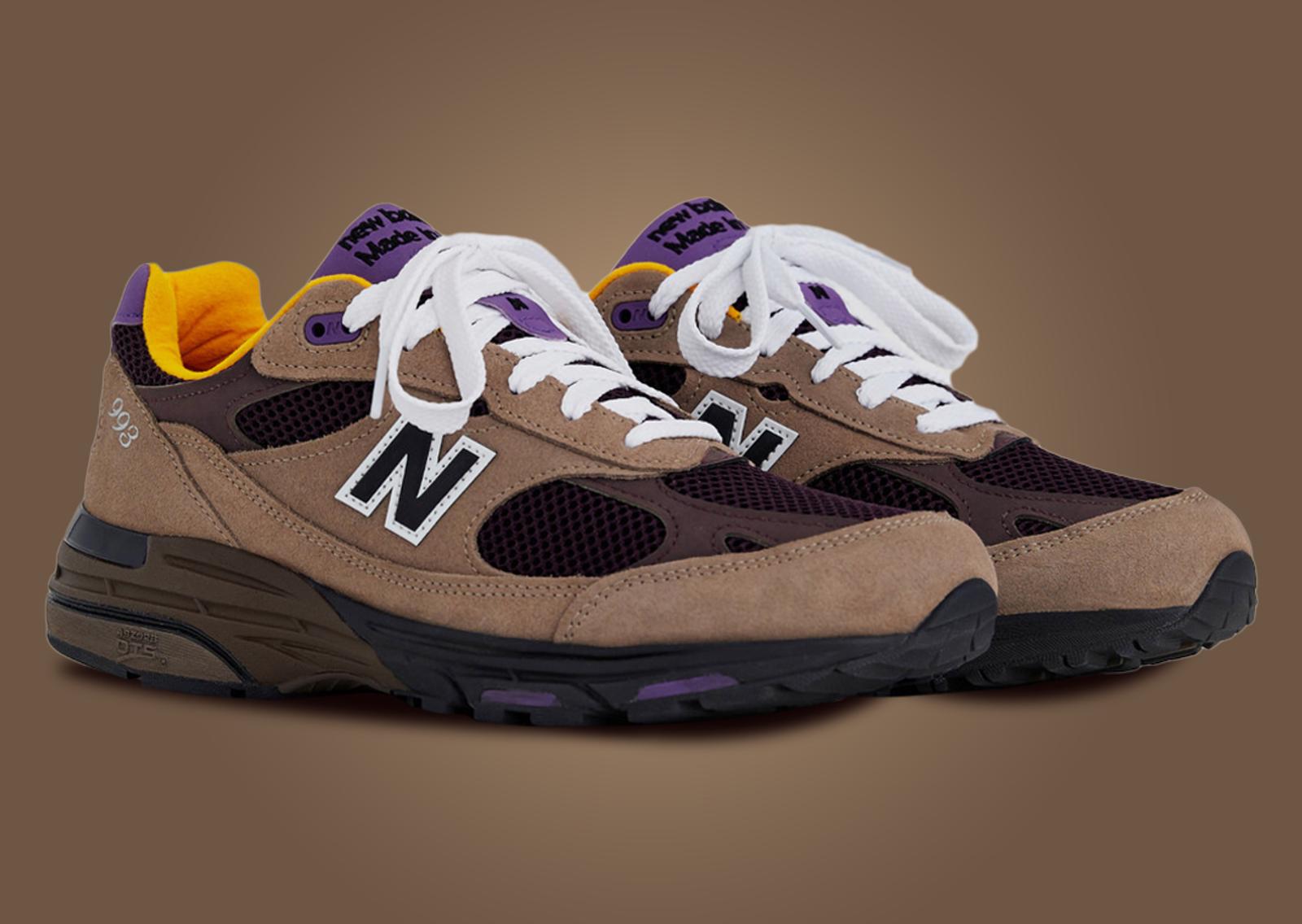 New Balance 993 Made in USA Mushroom Midnight Violet Angle