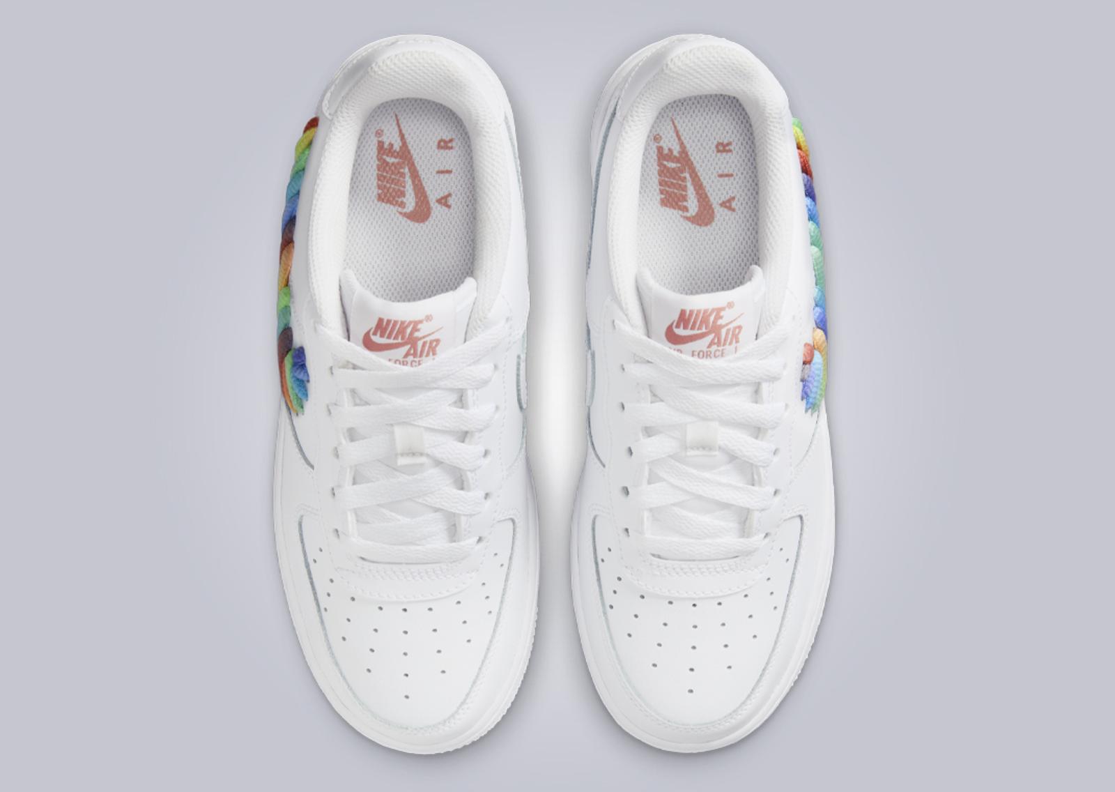 Nike Air Force 1 Low Rainbow Lace Swoosh (GS) Top