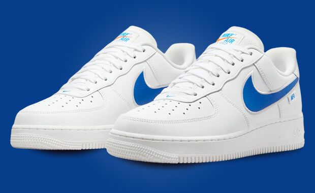 White air forces discount with blue swoosh