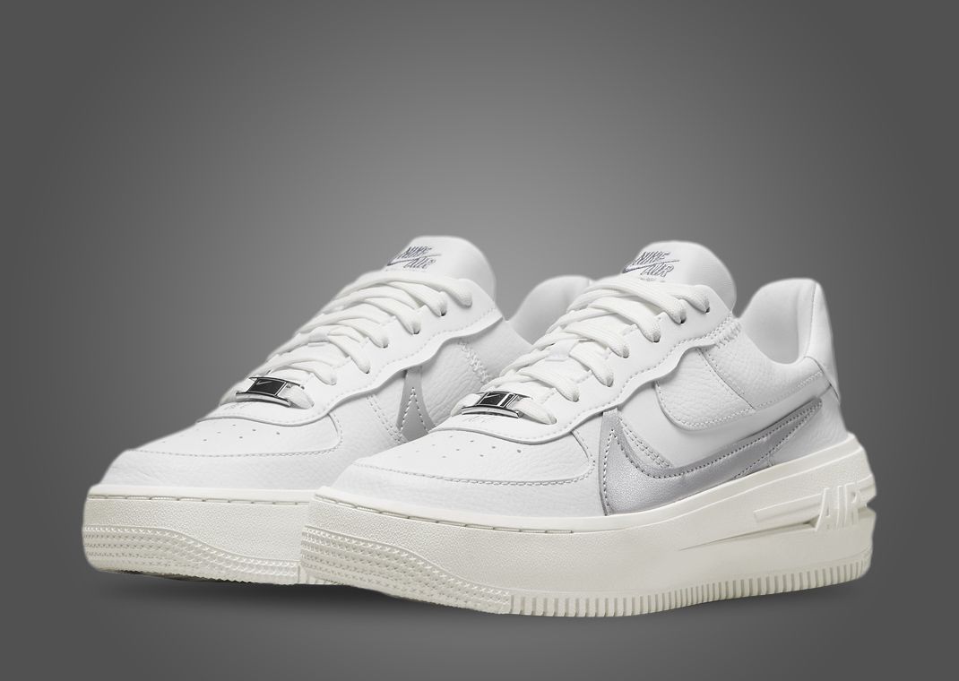 This Nike AF1 PLT.AF.ORM Comes In Summit White and Metallic Silver