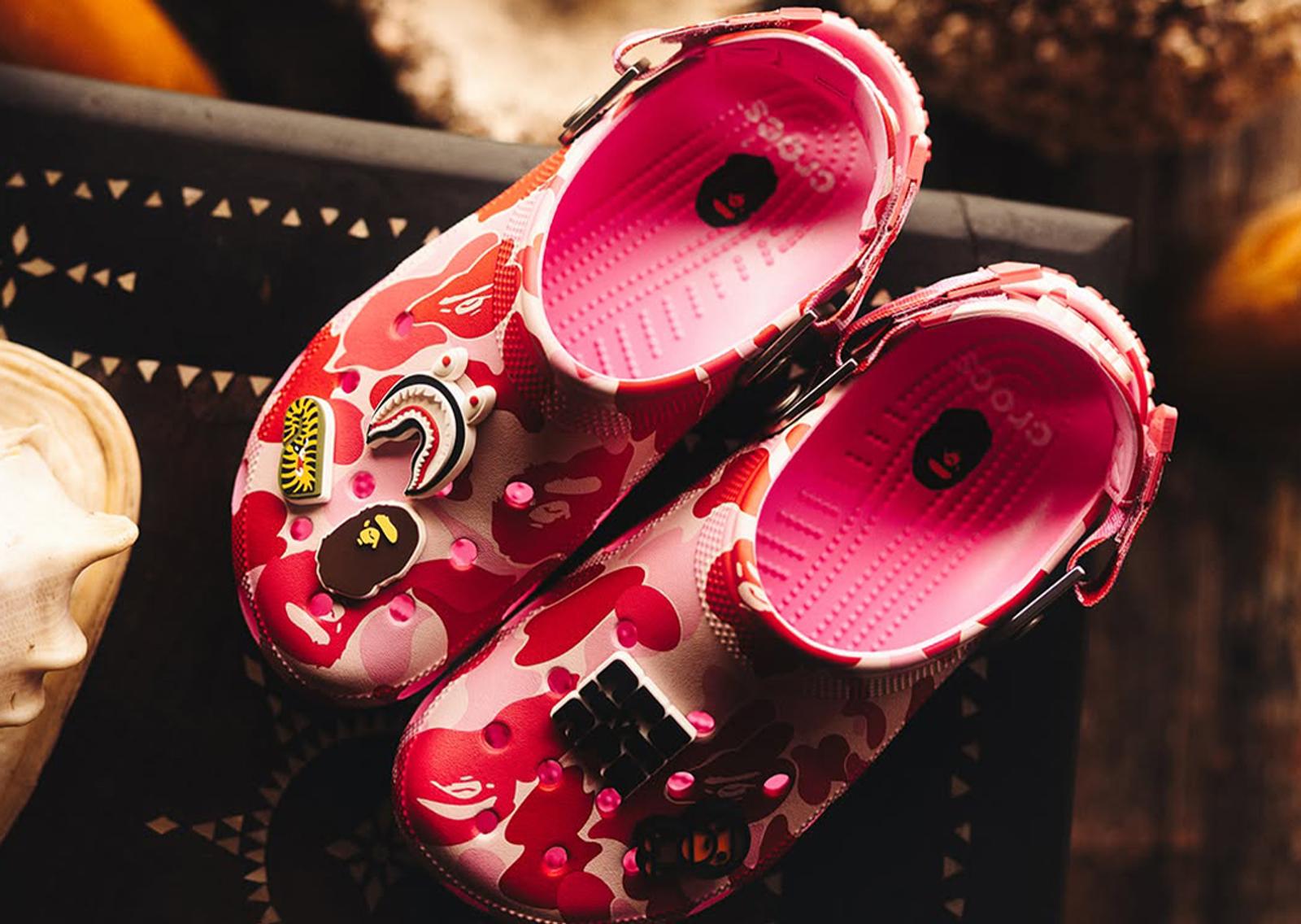 BAPE x Crocs Classic Clog ABC Camo Pink Angle