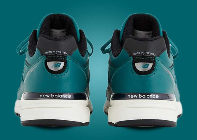 New Balance 990v4 Made in USA Teal White Heel