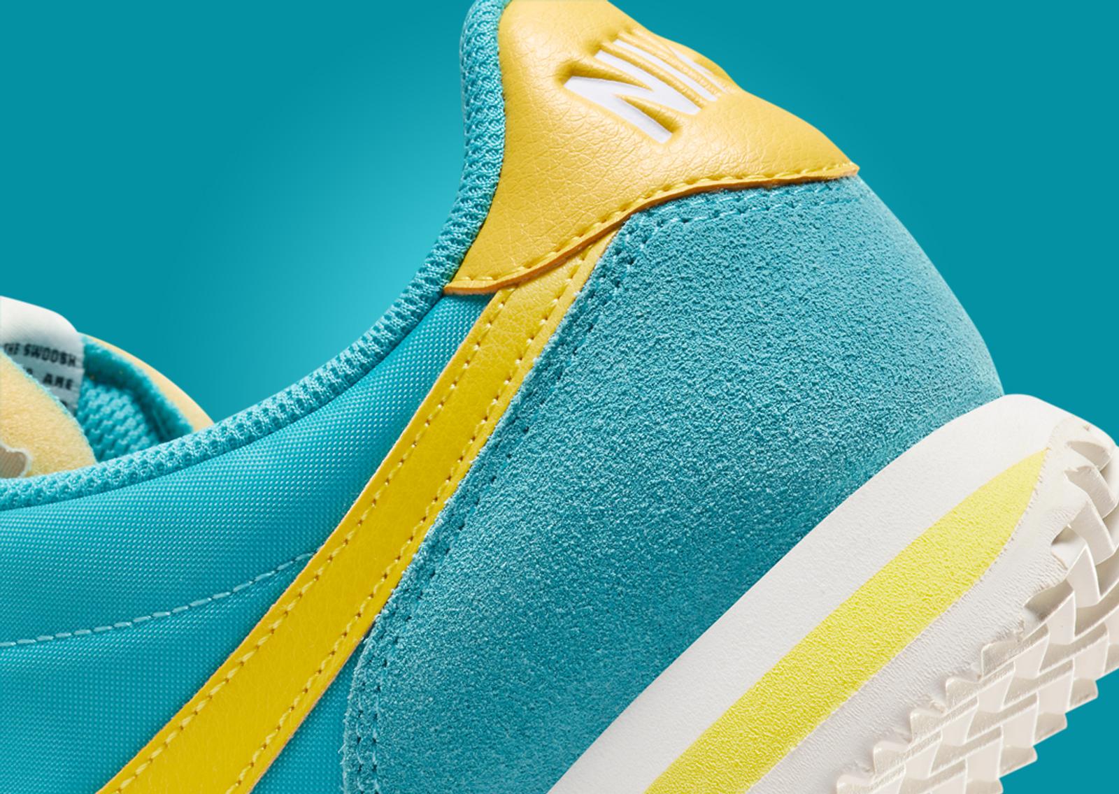 Nike Cortez Nylon Bleached Aqua Vivid Sulfur Heel