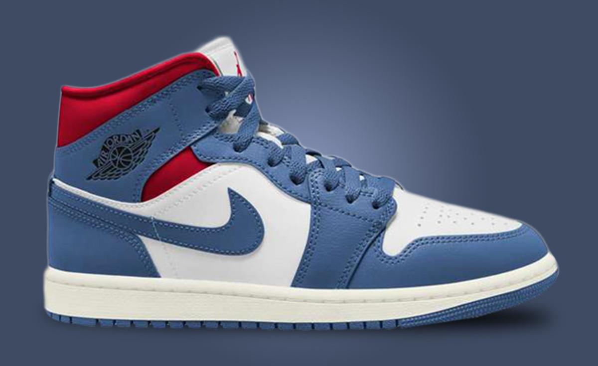 French Blue Leather Wraps Around This Air Jordan 1 Mid