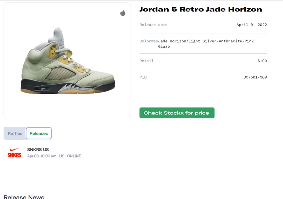 Air Jordan 5 Retro Jade Horizon Release Guide