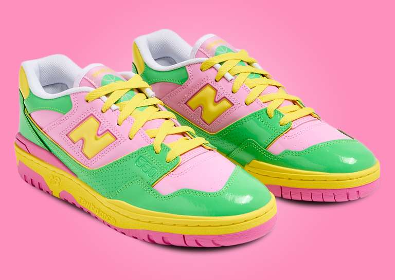 New Balance 550 Y2K Patent Leather Pink Green Angle