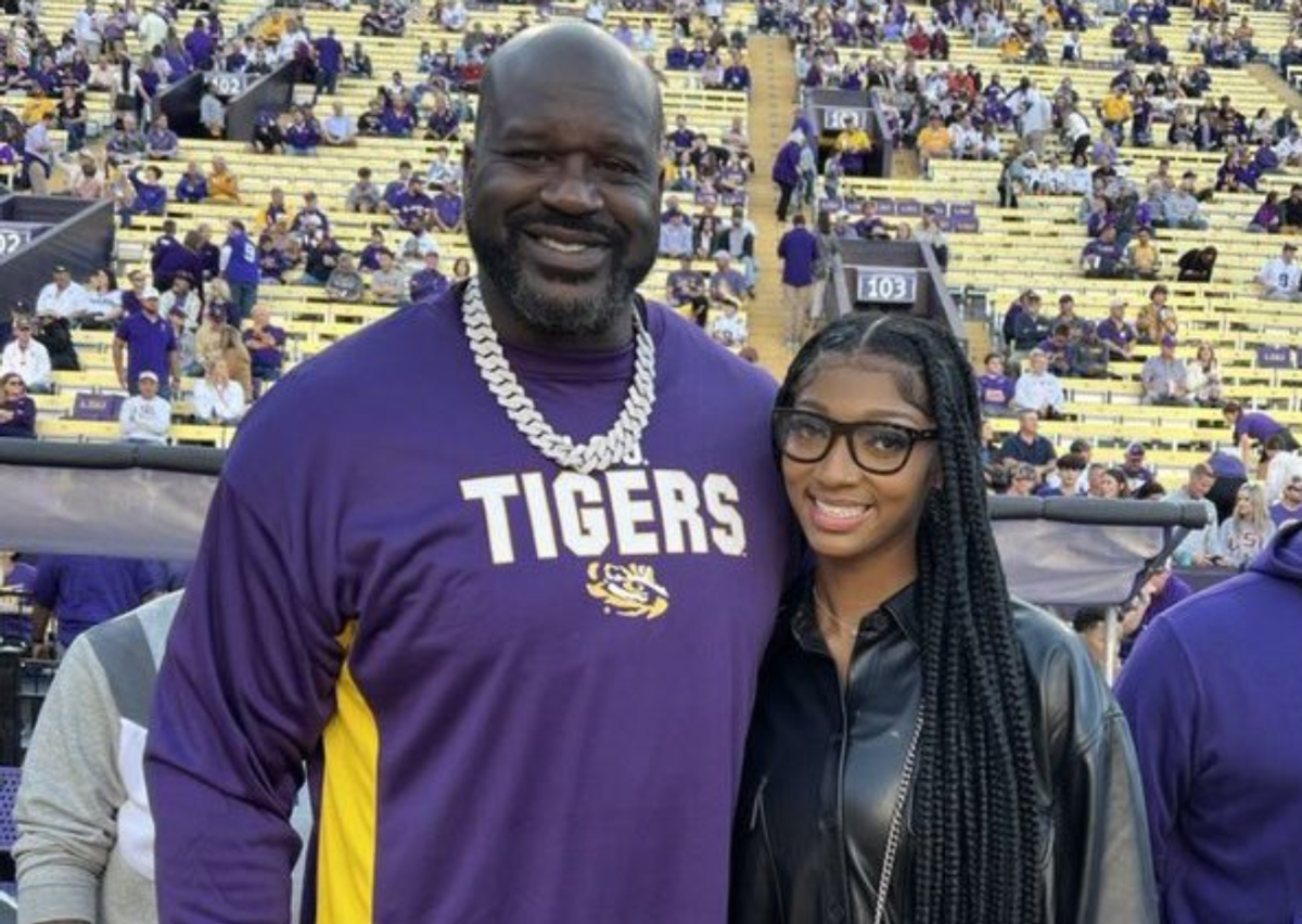 Angel With Shaq At LSU Game