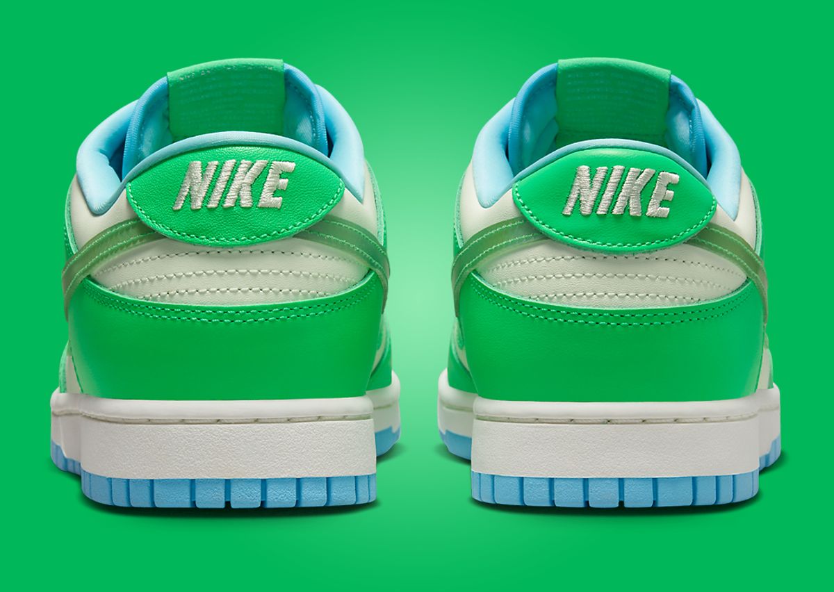Nike Dunk Low Green Shock Aquarius Blue Heel