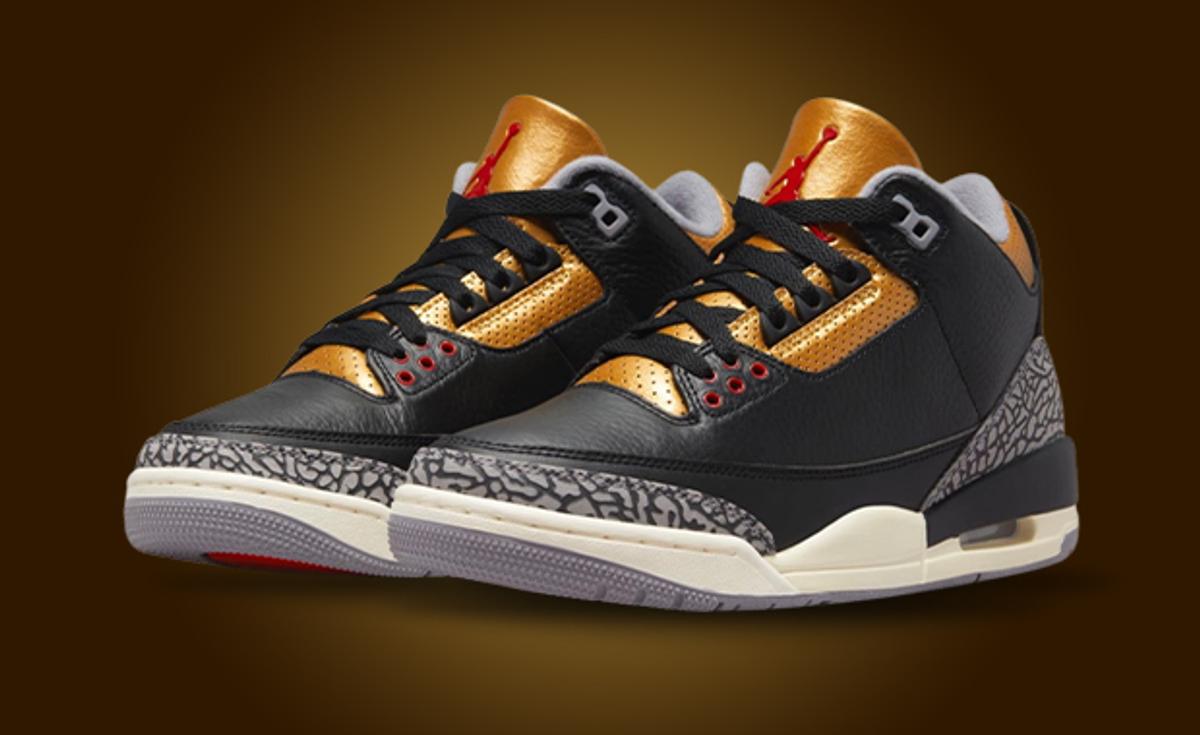 Metallic Gold Accents The Air Jordan 3 Black Cement